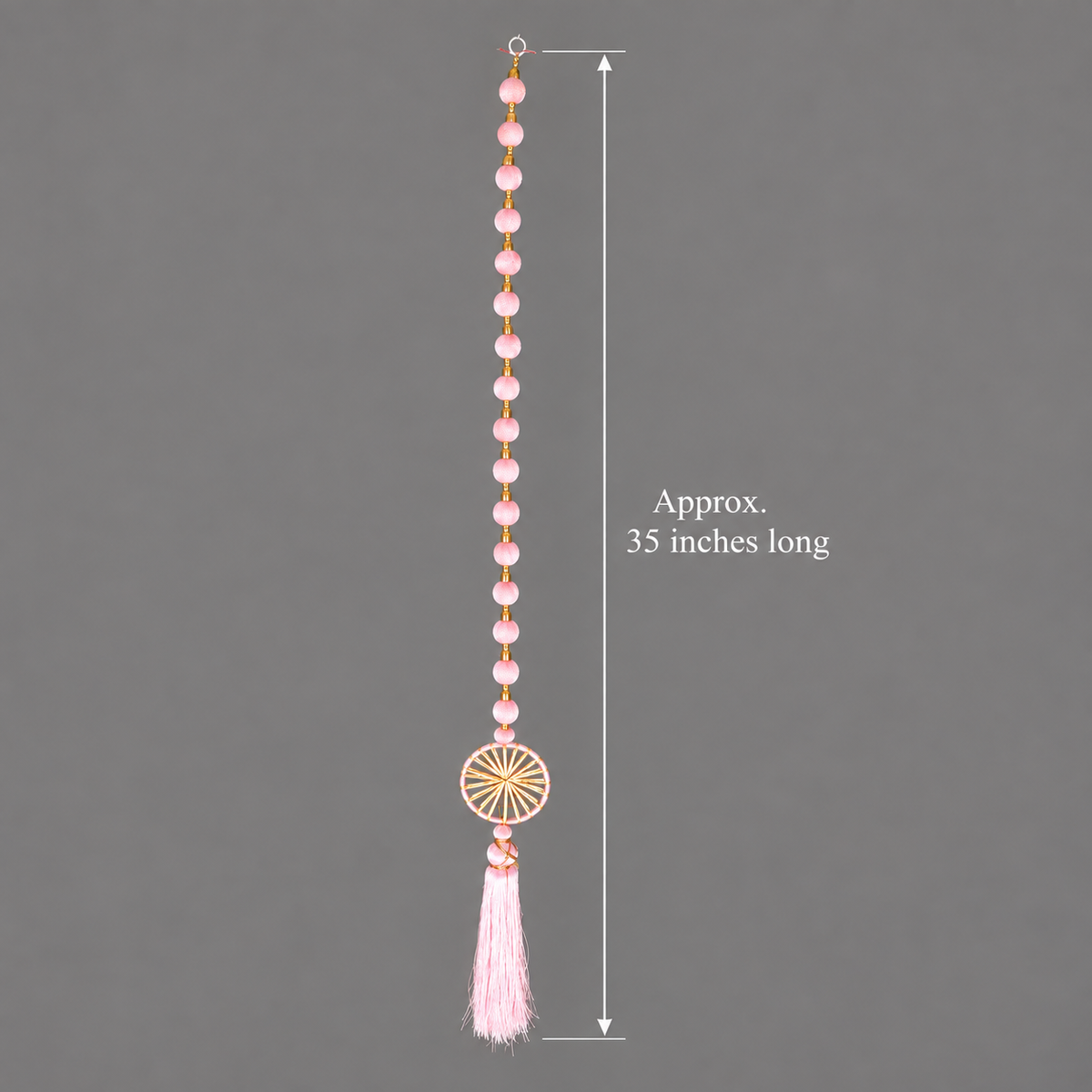 Light pink hanging with approximate 35-inch length guide